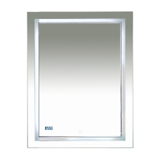 2 Неон - Зеркало LED  600х800 сенсор на зеркале + часы (двойная подсветка)